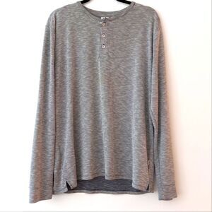 Onia Miles Long Sleeve Henley Shirt Gray